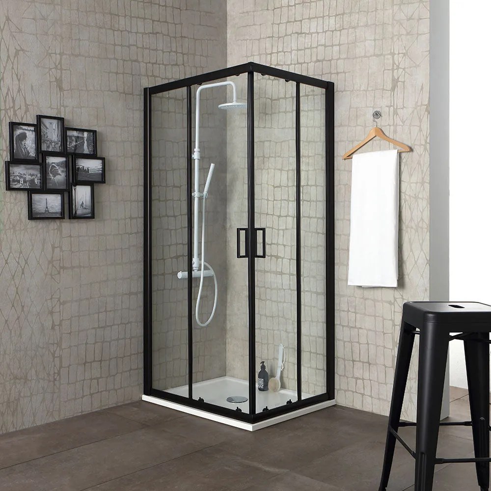 Box Doccia Con Profilo Nero Opaco 80X80X190 Cm | Cielo