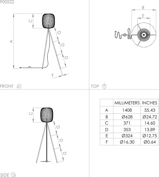Eglo 900522 - Lampada da terra ROMAZZINA 1xE27/40W/230V nero