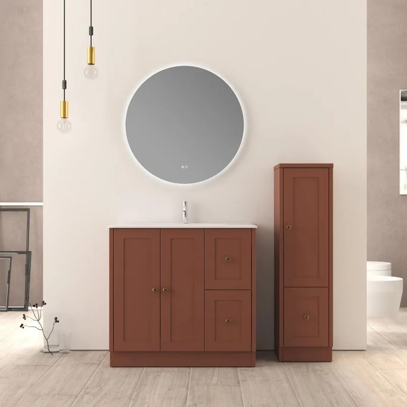 Colonna per mobile bagno Hampton BADEN HAUS 1 cassetto 1 anta P 33.5 x L 34 x H 126 cm terracotta