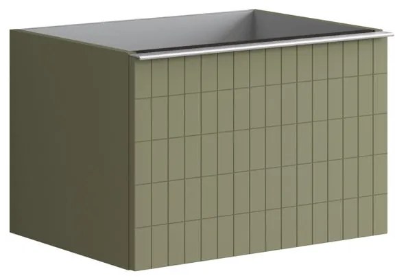 Mobile da bagno da fissare sotto lavabo L 60 x H 40 x P 45.5 cm verde salvia laccato, 2 cassetti Pixel grid