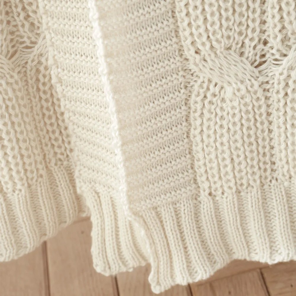 Coperta a maglia bianca e beige 130x170 cm Chunky Marl Knit - Catherine Lansfield