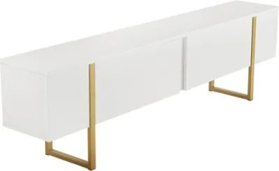 Mobile TV Da Terra 180 Cm A 2 Ante Bianco E Piedini Oro Serena