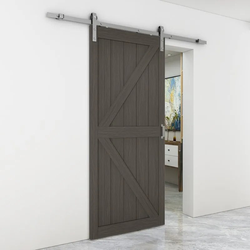 Porta scorrevole Kentucky in mdf, L 96 x H 215 cm, con binario Country silver