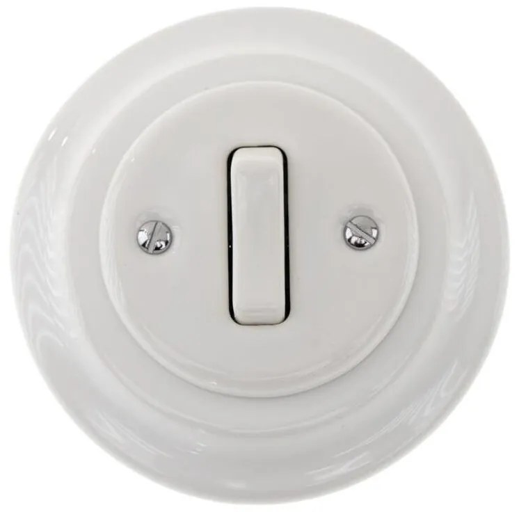 Bohemia-Design - Interruttore singolo retrò in porcellana con cornice n. 1 bianco