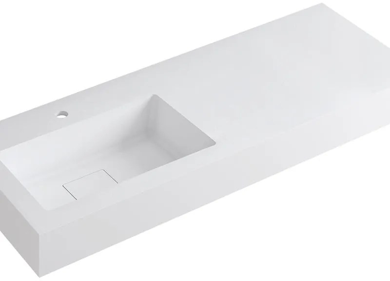 Lavabo a incasso rettangolare vasca a sinistra L 120.5 x H 15 x P 46 cm in resina bianco lucido