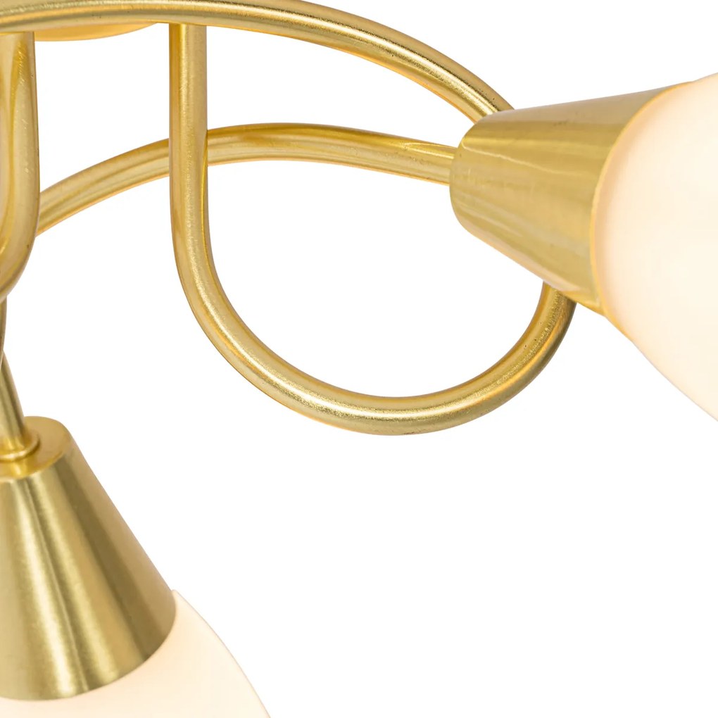 Plafoniera classica oro con vetro opalino 3 luci - Inez