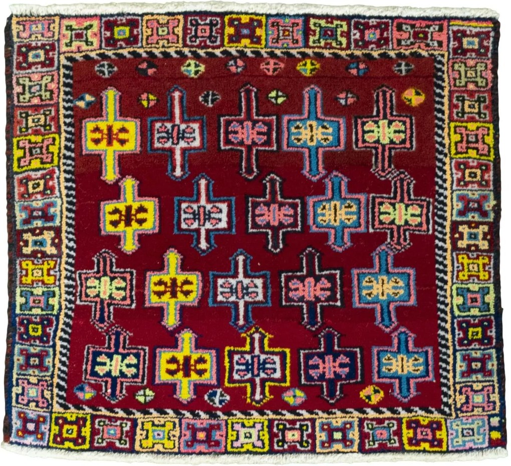 Shiraz Tappeto persiano 60x50 Rosso (Iran) Annodato A Mano