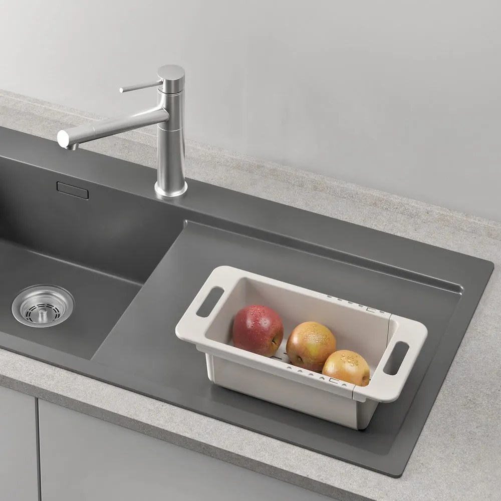 Scolapiatti allungabile per lavello regolabile grigio in plastica 52x18 cm Drainflex – Metaltex