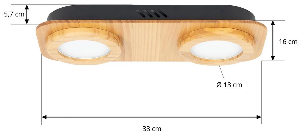 Lindby Joren faretto LED legno 2 lampadine rotondo