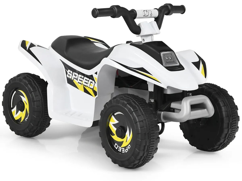 Costway Costway Quad cavalcabile alimentato a batteria 6V con velocità massima 4,6 km/h, Mini quad ATV per bambini Bianco