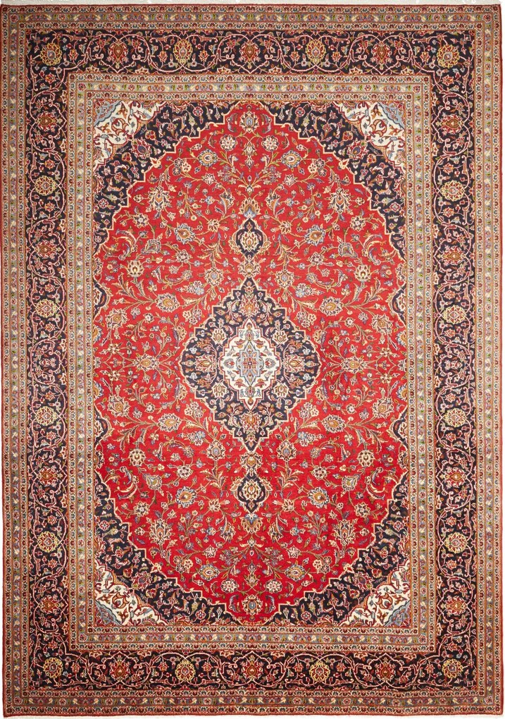 Kashan Tappeto persiano 340x240 Blu (Iran) Annodato A Mano