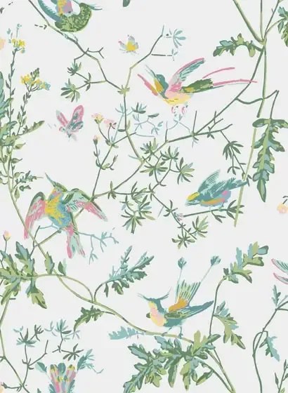 Cole & Son Carta da parati Hummingbirds Icons - Green/ Pink