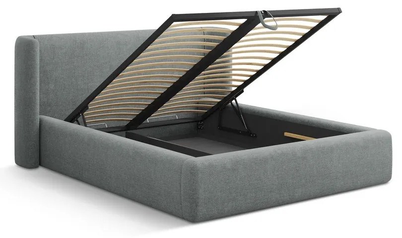 Letto matrimoniale imbottito grigio scuro con contenitore con rete inclusa 180x200 cm Jason – Windsor &amp; Co Sofas