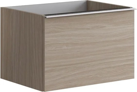 Mobile da bagno sospeso sotto lavabo Pixel plain 2 cassetti L 60 x H 40 x P 45.5 cm olmo Rousseau e maniglia alluminio brillante