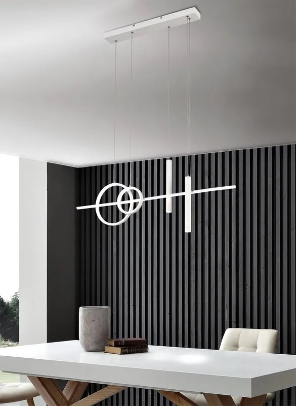 Lampadario LED design Leslie bianco, luce naturale, NOVECENTO