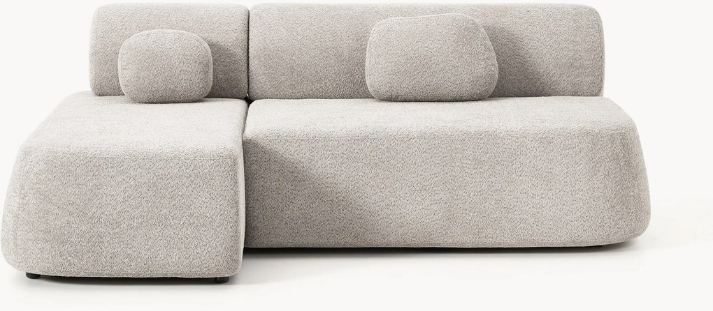 Divano letto angolare 2 posti in teddy-bouclé Pao