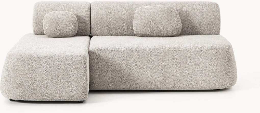 Divano letto angolare in teddy-bouclé con contenitore Pao