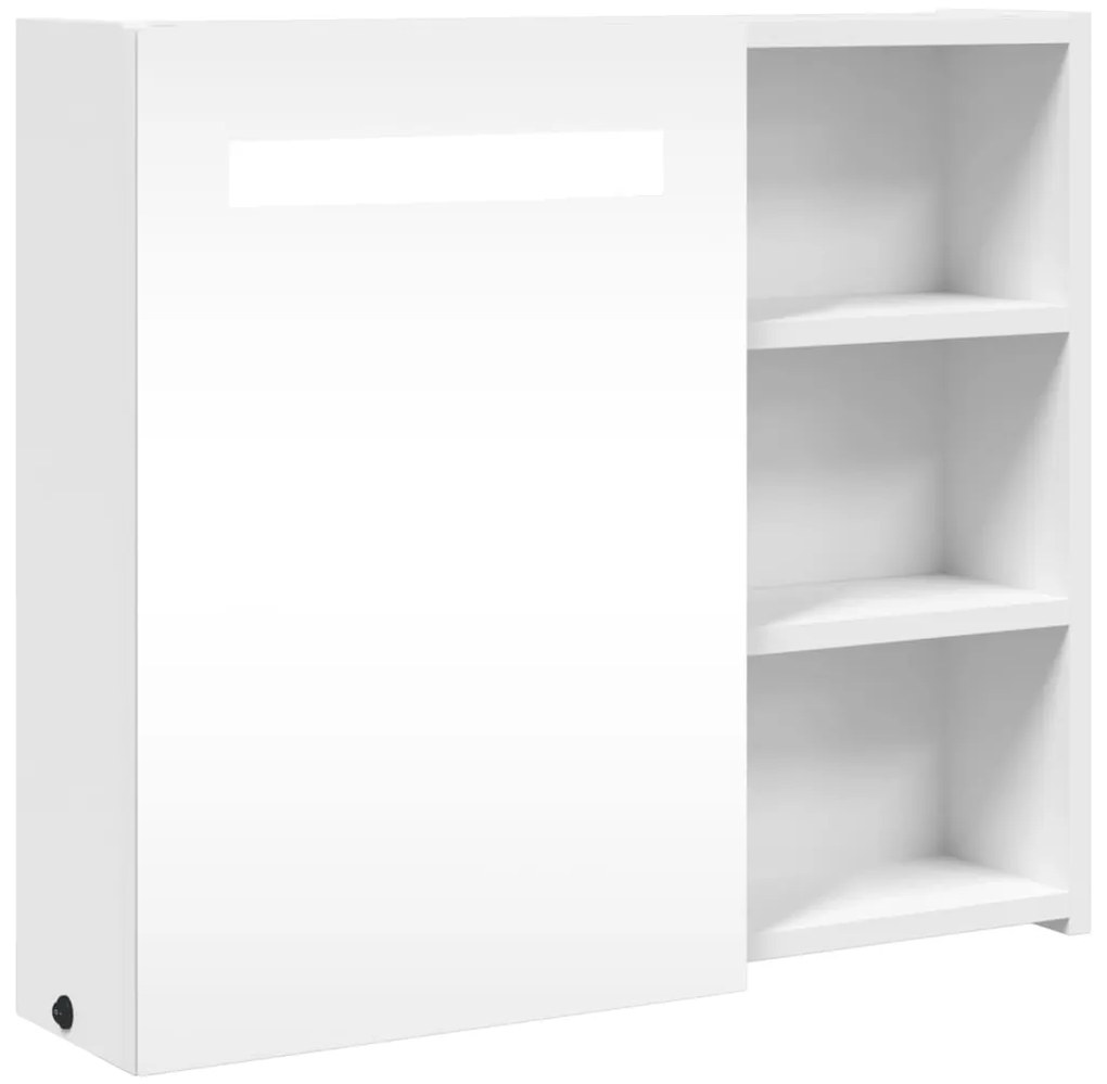 Armadietto bagno con specchio e led bianco 60x13x52 cm