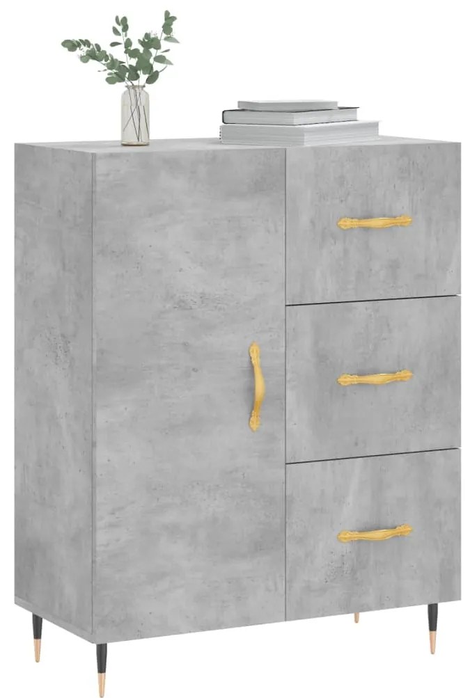 Credenza grigio cemento 69,5x34x90 cm in legno multistrato