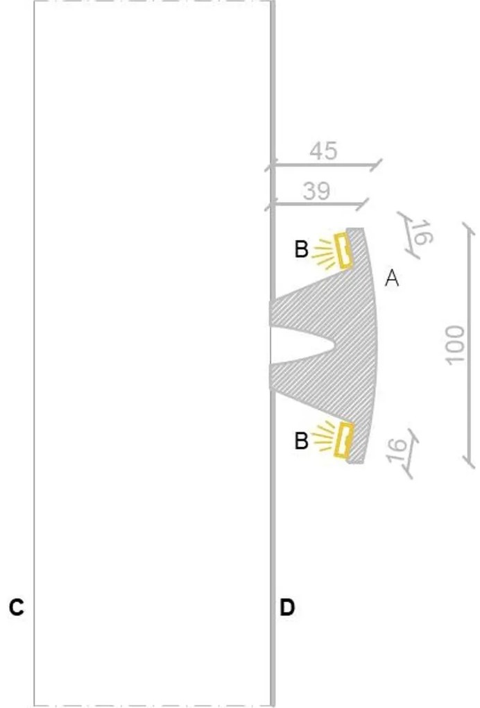 Cornice Pitturabile Bidirezionale Stondata da 2 metri per Strisce LED a parete Variante Lunghezza 2 Metri