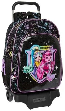 Trolley per la Scuola Monster High Nero 33 x 42 x 14 cm