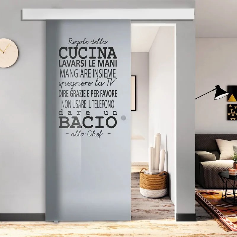 Porta scorrevole Regole Tel. in alluminio multicolore, L 88 x H 215 cm, con binario Atelier bianco Sinistra