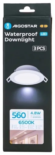 Aigostar - Set da 3 faretti da incasso per bagno a LED/4,8W/230V IP65 bianco