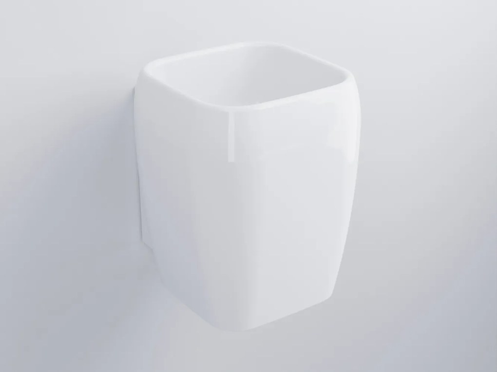 Cielo Shui Lavabo 36x46 Sospeso Monoforo Mezza Colonna In Ceramica Bianco Lucido