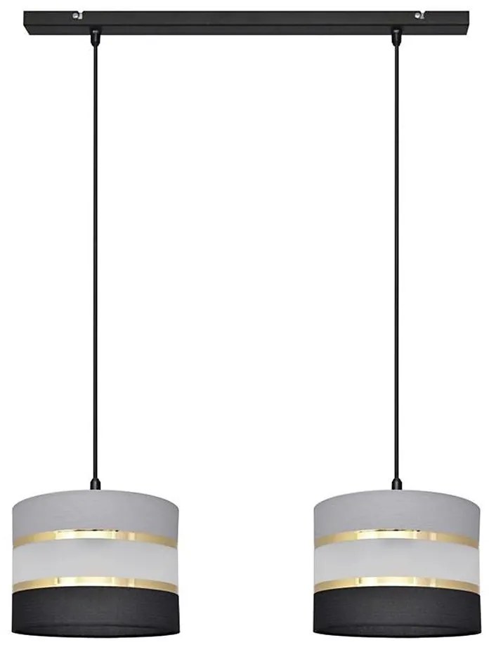 Lampadario a sospensione con filo HELEN 2xE27/15W/230V nero/grigio/oro