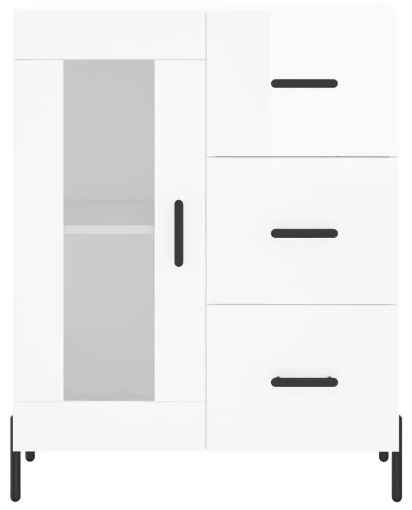 Credenza 69,5x34x90 cm in legno multistrato bianco lucido