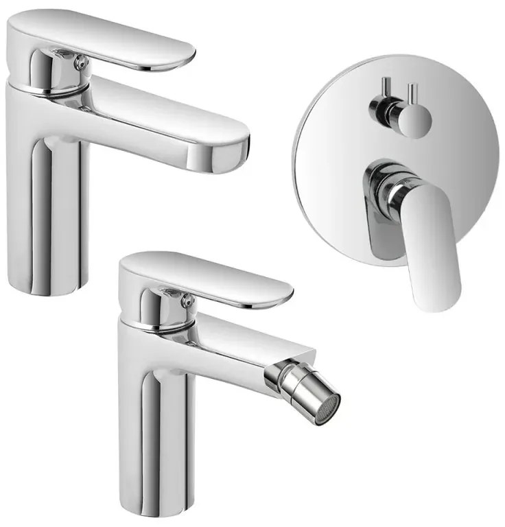 Set miscelatori lavabo bidet e doccia con deviatore in ottone Kreo