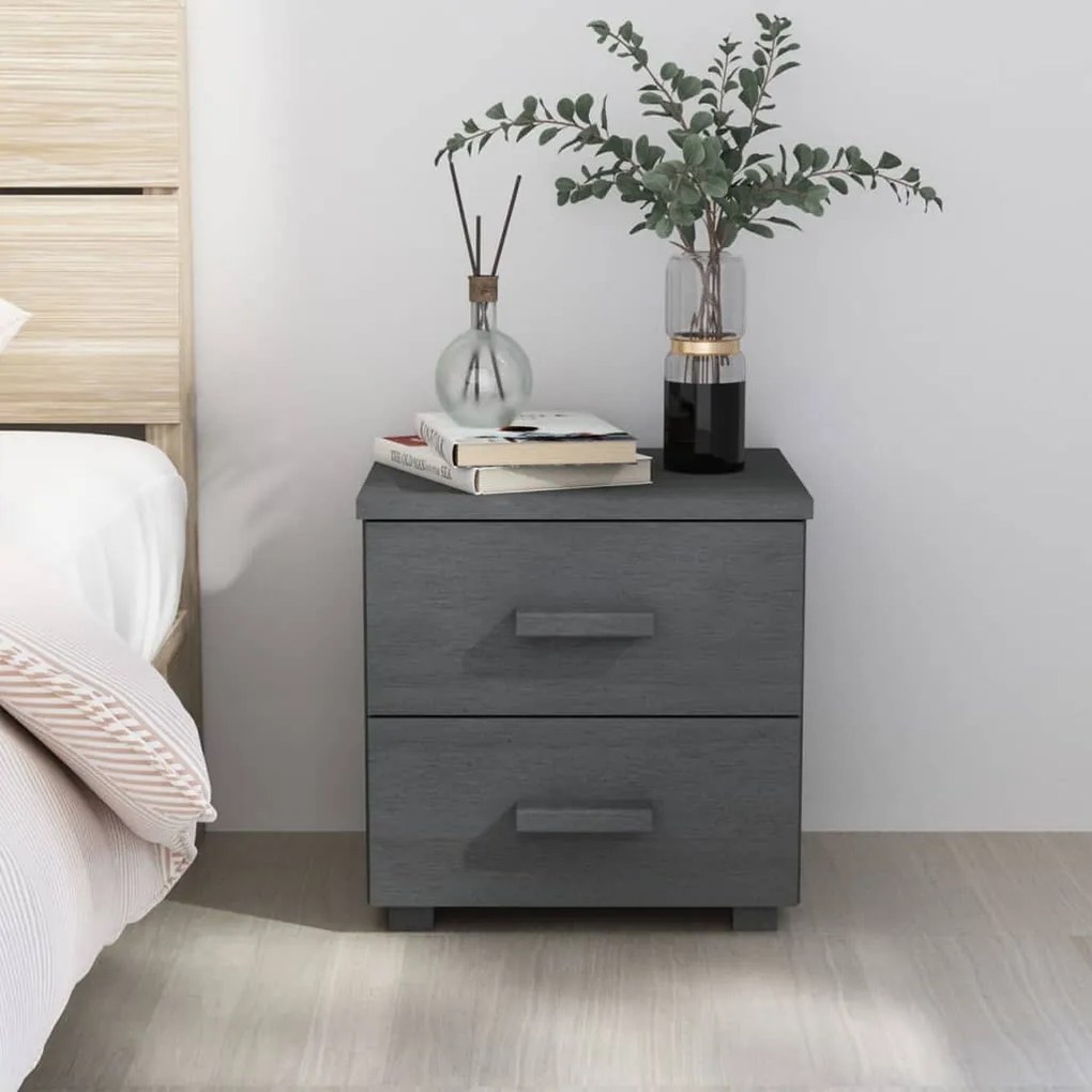 Comodino hamar grigio scuro 40x35x44,5 cm in legno di pino
