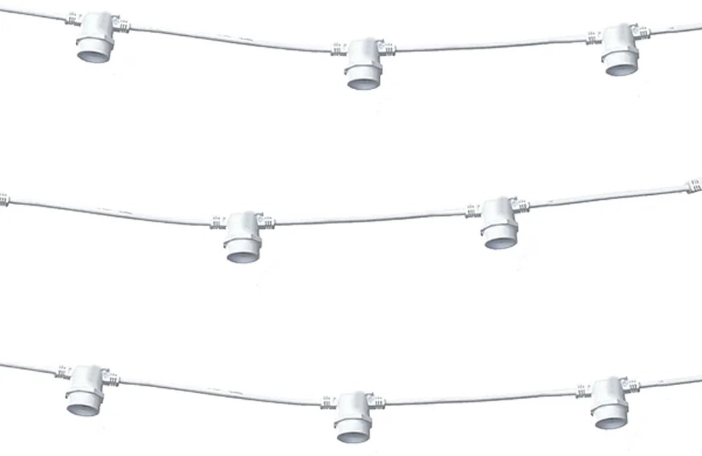 Catena di luci lineare 10 metri per 10 lampadine E27 IP54 Bianca Wisdom