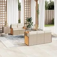 Set Divano da Giardino 6 pz con Cuscini Beige in Polyrattan 3227465