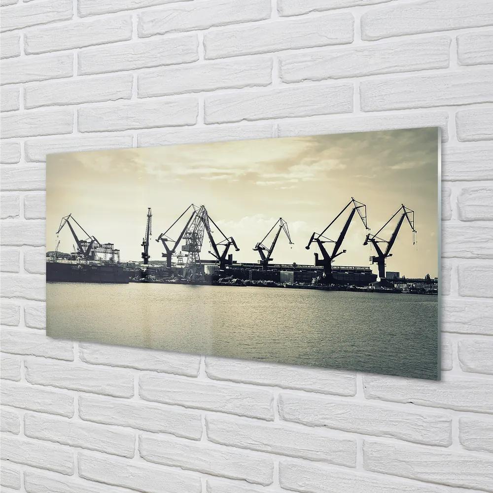 Quadro acrilico Fiume Crane del cantiere navale di pulita 100x50 cm