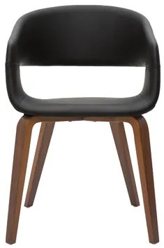 Sedie design in poliuretano nero e base in legno scuro (set di 2) SLAM