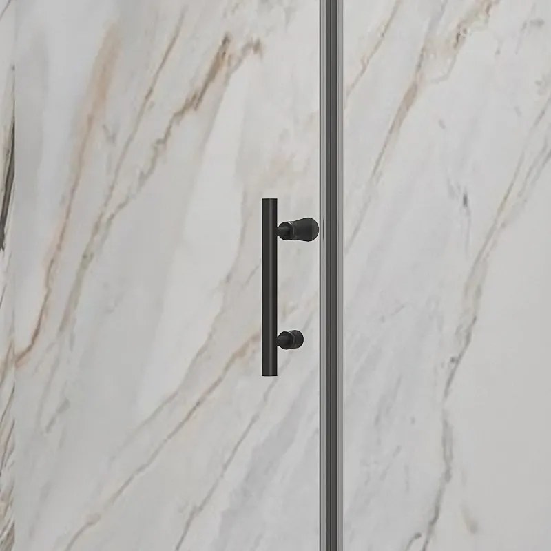 Kamalu - Porta doccia nera opaca 170 cm battente e anta fissa | KS5000N