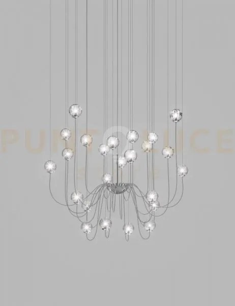 Puppet sospensione 24p cristallo trasparente cromo lucido 24 luci a...