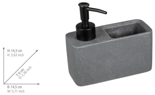 WENKO 54669100 - Dispenser di sapone RESA 14,5x14,3 cm grigio/nero