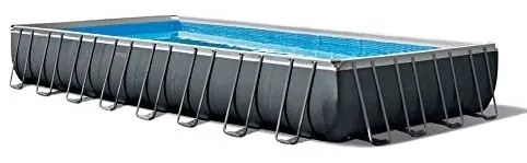 Intex 26374 Piscina Rettangolare, con Pompa a Sabbia Combo, Scaletta Doppia, Telo, 975 x 488 x 132 cm