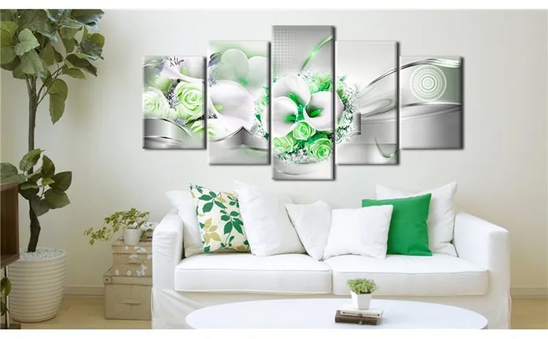 Quadro Emerald Bouquet  Colore Verde, Dimensioni e Misure 100x50