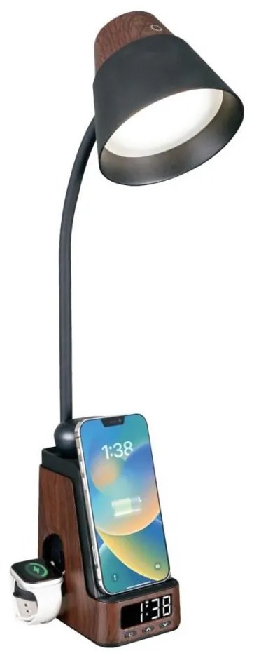 Immax 08999L - Lampada da tavolo LED+CCT dimmerabile con ricarica wireless Qi IDEAL LED/8W/230V, marrone