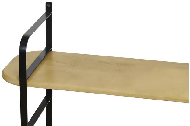 Mensola murale in legno massello di mango e metallo nero L122 cm AKINA