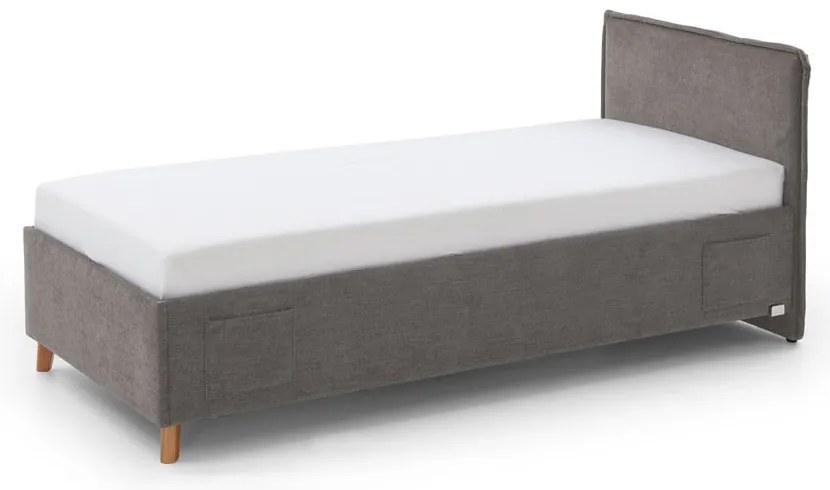 Letto da bambini grigio imbottito con contenitore con rete inclusa 90x200 cm Fun – Meise Möbel