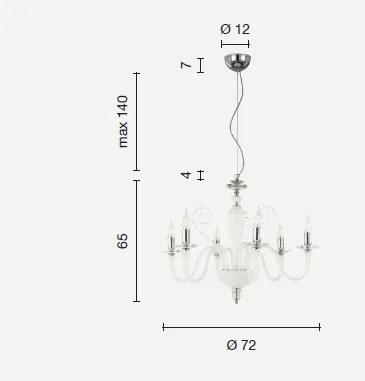 Lampadario sospeso in vetro fume' debussy 6 luci lp.debussy-6-fume