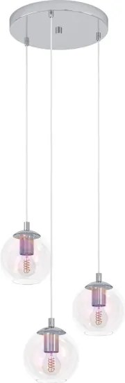 Eglo 901921 - Lampadario a sospensione su cavo ARISCANI 3xE27/60W/230V, cromo lucido