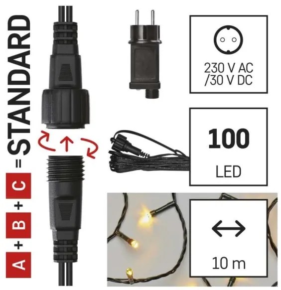 Catena LED da esterno natalizia 100xLED/15m IP44 bianco caldo
