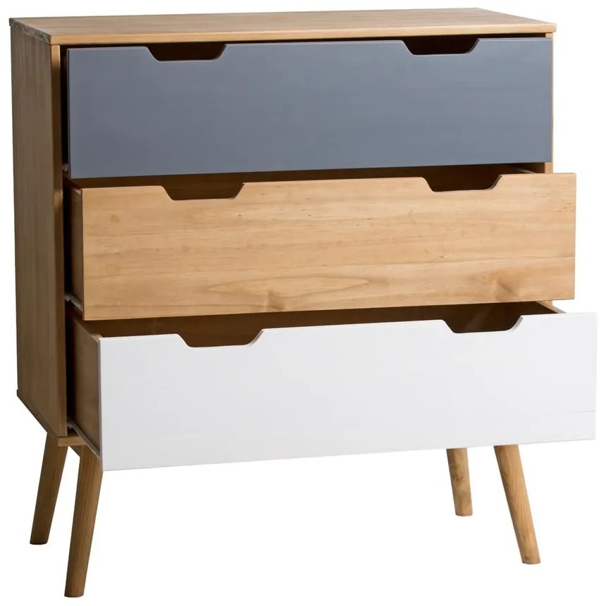 Cassettiera in legno di pino massiccio, larghezza 80 cm Cusco - Marckeric