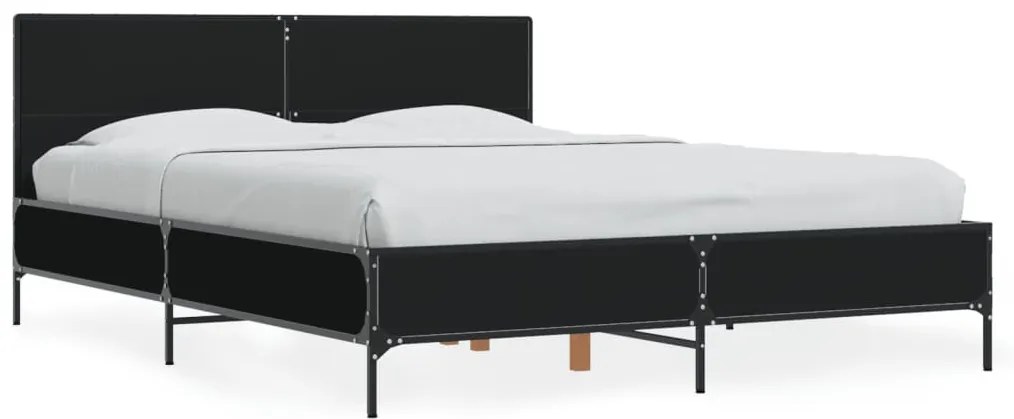 Giroletto Nero 140x190 Cm İn Legno Multistrato E Metallo /