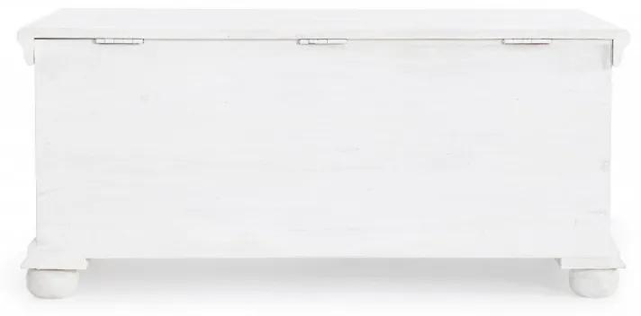 Panca portatutto shabby intarsiata bianca cm 100 x 50 x 45h